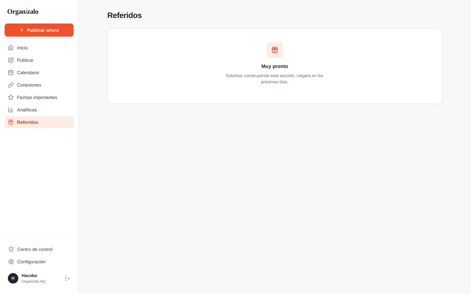 Pantalla de Referidos